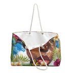 Tropical Brown Beauty Packable Oversized Multipurpose Weekender Bag, Carryall Tote, Beach Bag, Multicolor/Purple