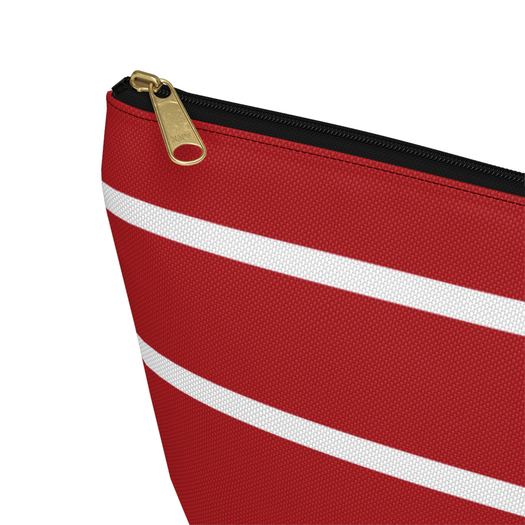 The Signia Custom Monogram Geometric T-Bottom Multipurpose Organizer Toiletry Travel Pouch, Red/White