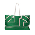 The Signia Custom Monogram Geometric Packable Weekender Bag Travel Tote, Green/Pink