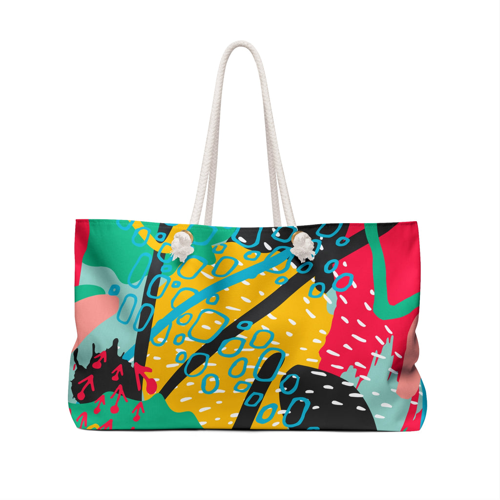 Sister In Bloom Packable Oversized Multipurpose Weekender Bag, Carryall Tote, Beach Bag, Red Multicolor