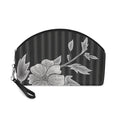 Gray Rose & Pinstripe Collection Chic Makeup Bag, Cosmetic Bag, Gray/Black