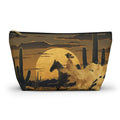 Golden Sunset Cowgirl T-Bottom Multipurpose Organizer Toiletry Travel Pouch, Gold/Brown