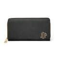 The MonoTone Personalized Monogram Zipper Wallet, Black