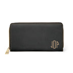 The MonoTone Personalized Monogram Zipper Wallet, Black