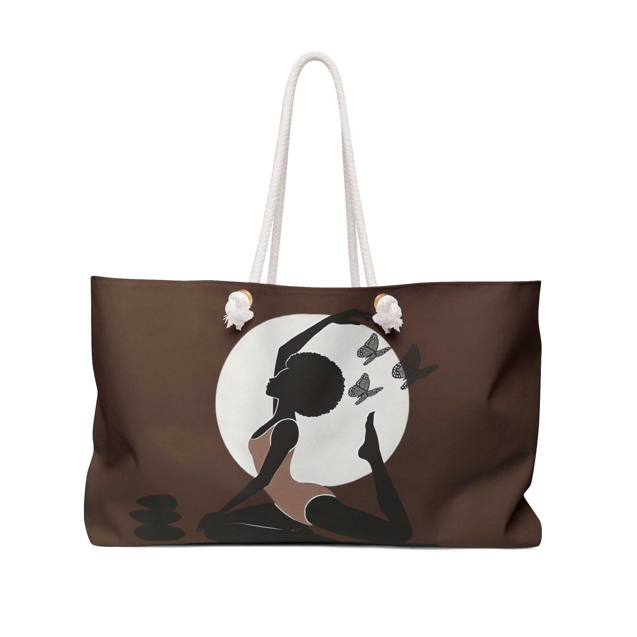 Moon YogaPackable Oversized Multipurpose Weekender Bag, Carryall Tote, Beach Bag, Brown