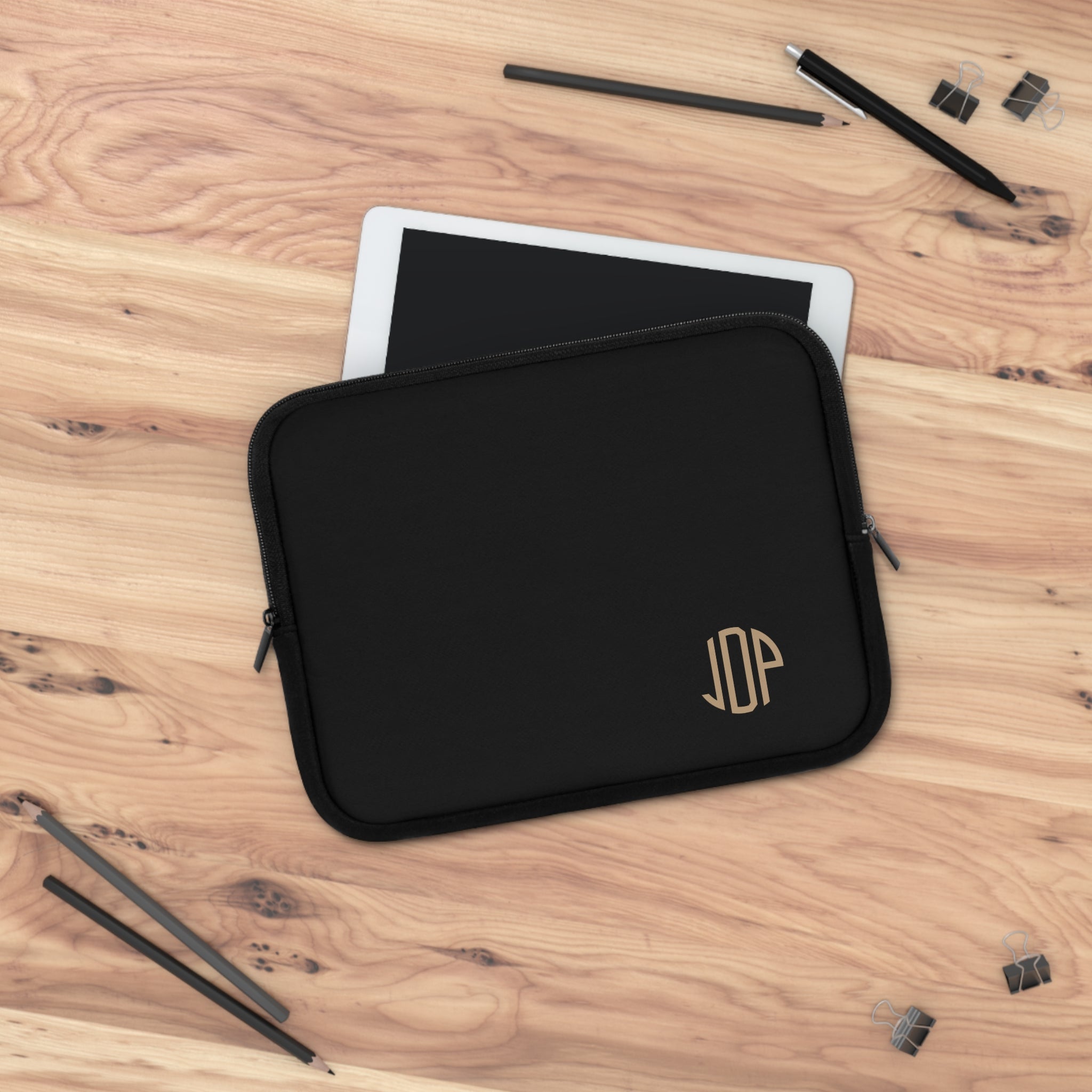 The MonoTone Monogram Tablet Laptop Sleeve, Multiple Sizes, Black