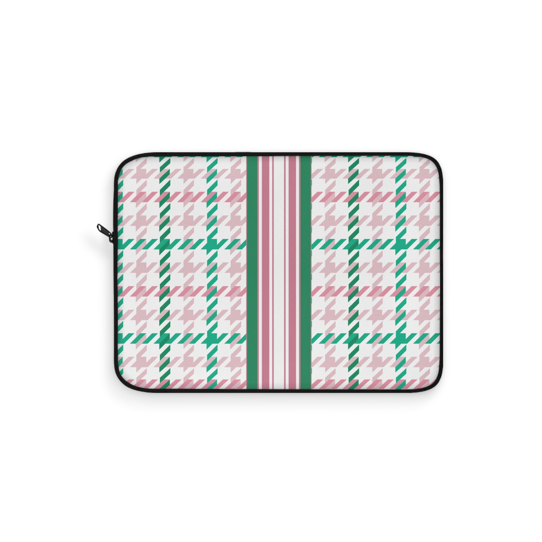 Houndstooth & Stripes Laptop Sleeve Protective Case, Multiple Sizes, Pink/Green