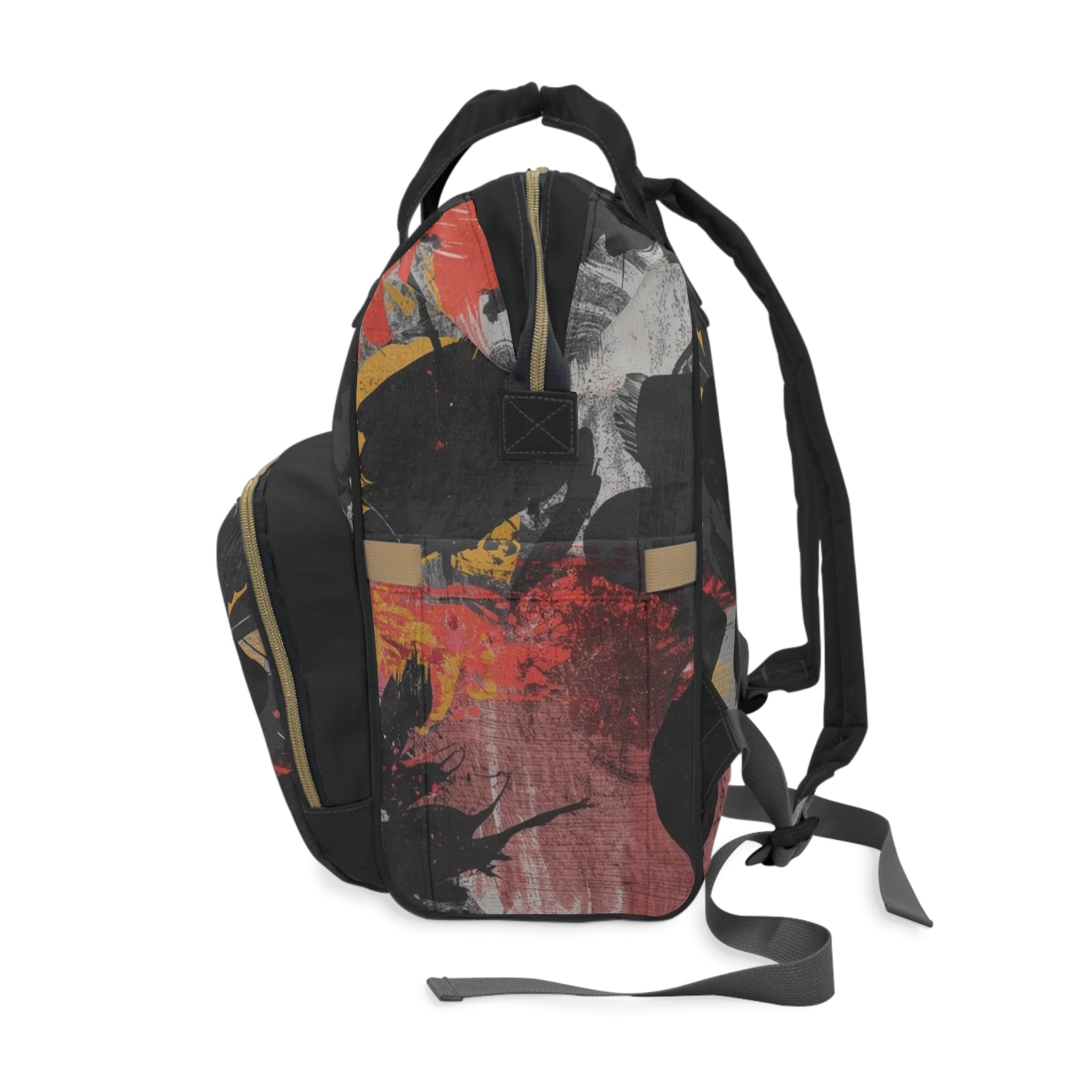 Floral Noir Nylon Multifunctional Travel Backpack Carryon