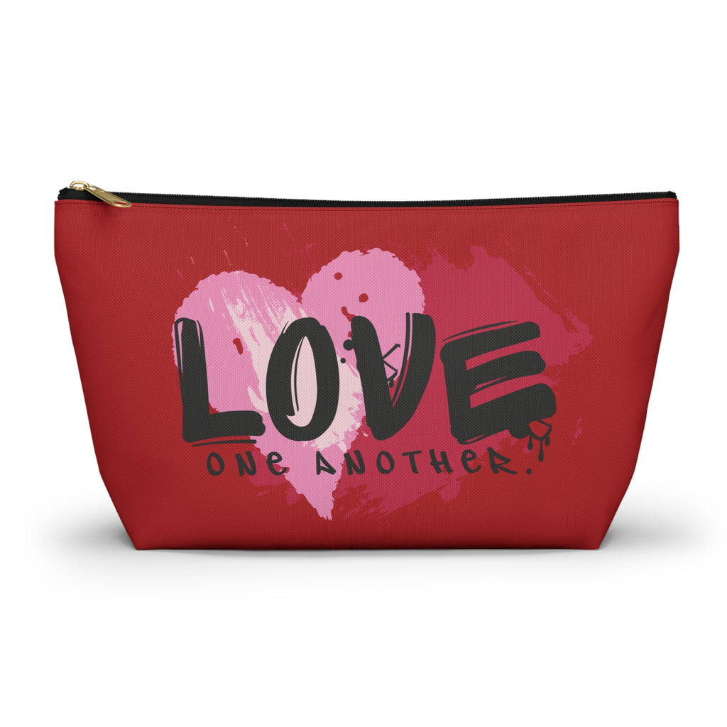 Love One Another T-Bottom Multipurpose Organizer Toiletry Travel Pouch, Red