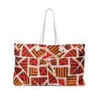 Red & Earth Tones Tribal Geometric Packable Oversized Multipurpose Weekender Bag, Carryall Tote, Beach Bag, Multicolor