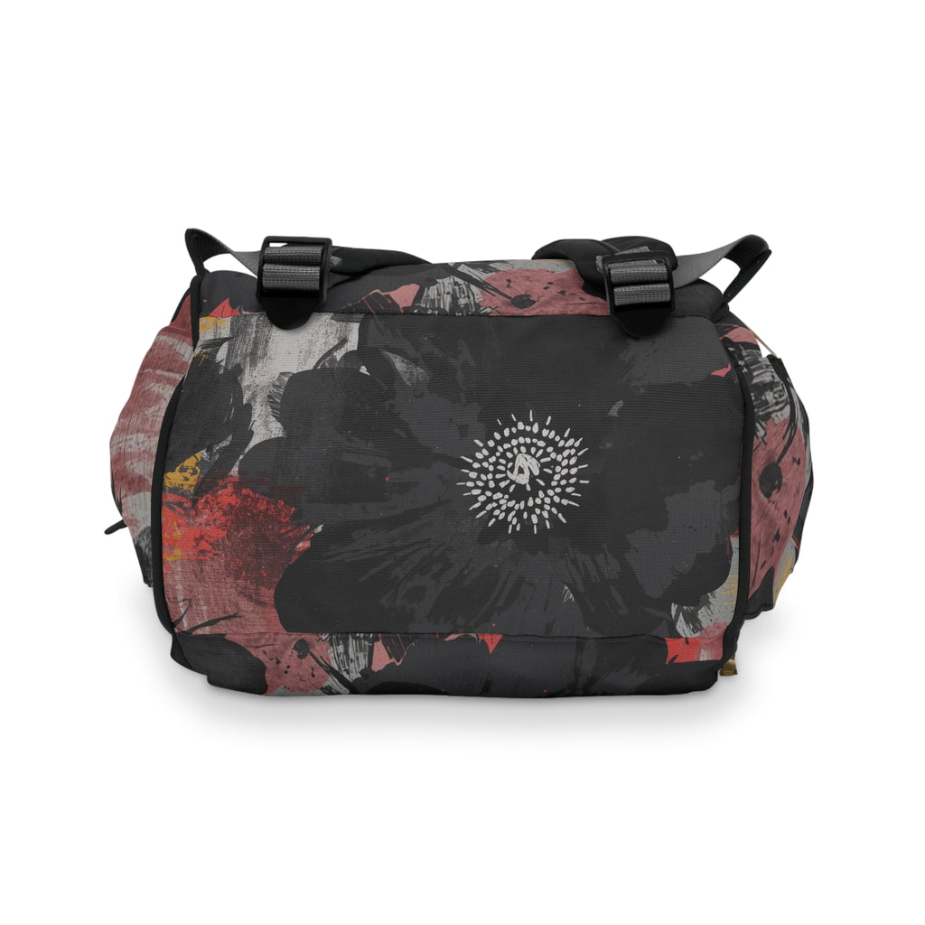 Floral Noir Nylon Multifunctional Travel Backpack Carryon