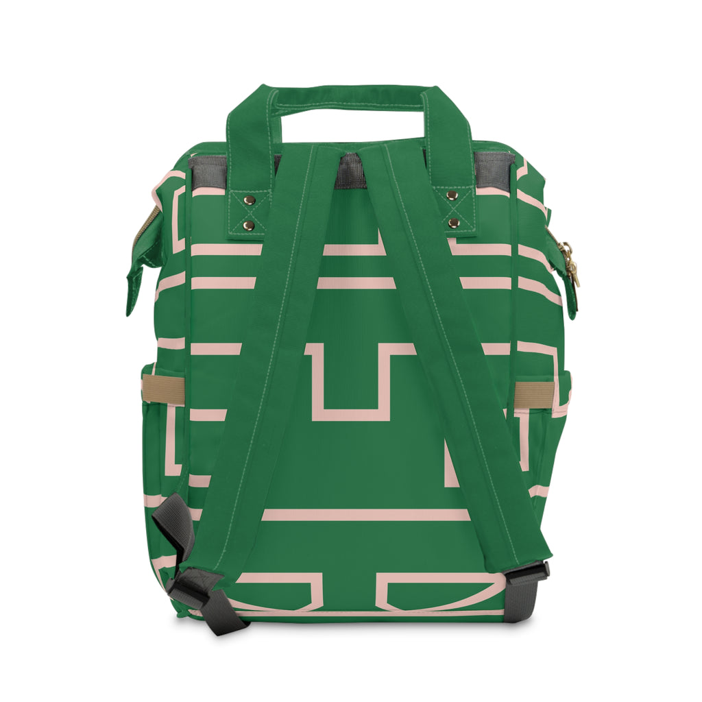 The Signia Custom Monogram Collection Multifunctional Backpack Carryon Bag, Green and Pink