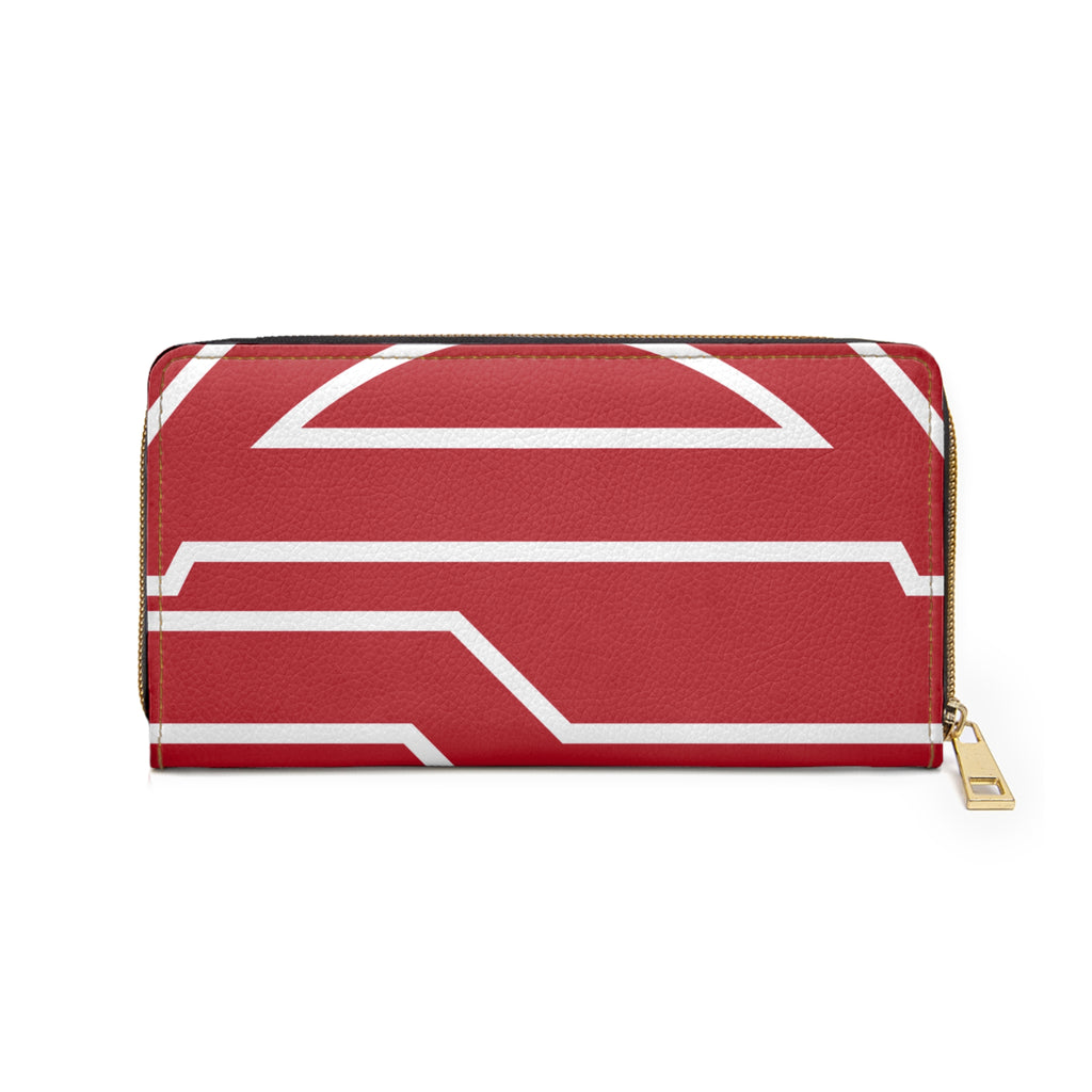 The Signia Custom Monogram Geometric Zipper Wallet, Red/White
