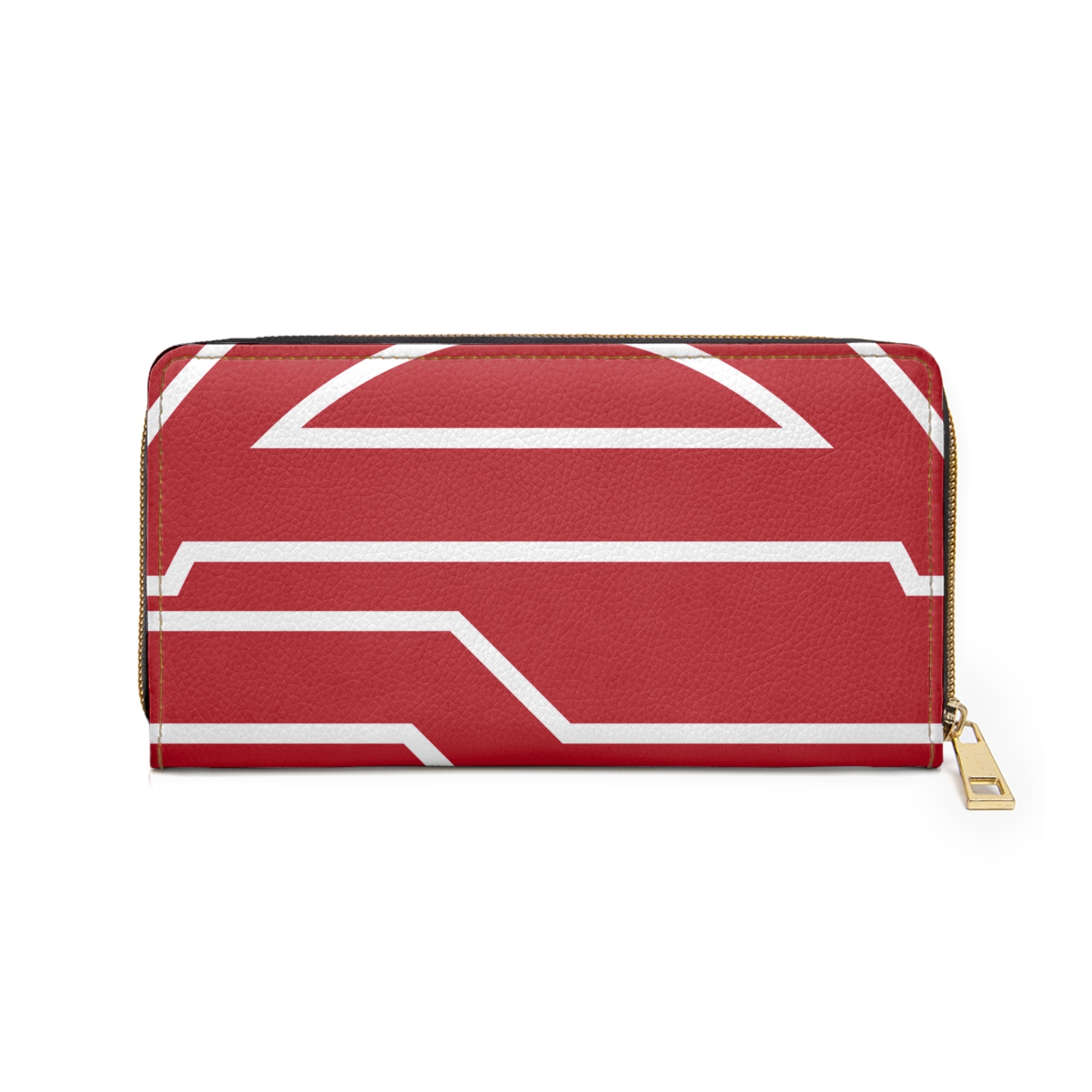 The Signia Custom Monogram Geometric Zipper Wallet, Red/White