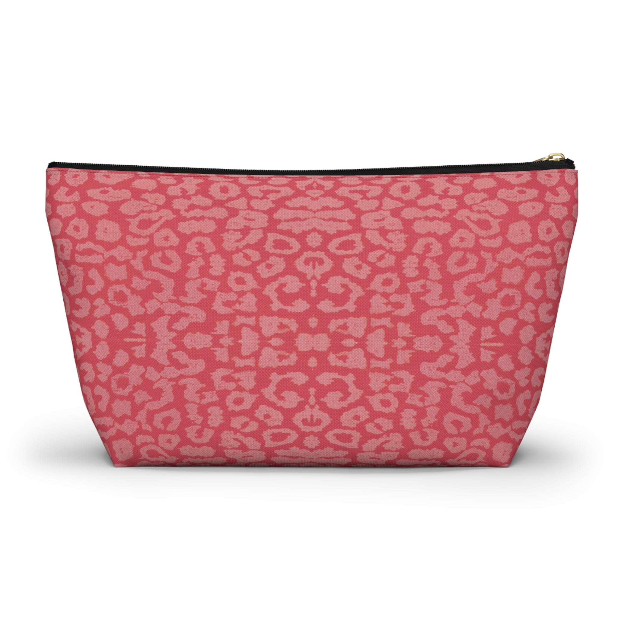 Tropical Leopard Print T-Bottom Multipurpose Organizer Toiletry Travel Pouch, Pink Multicolor