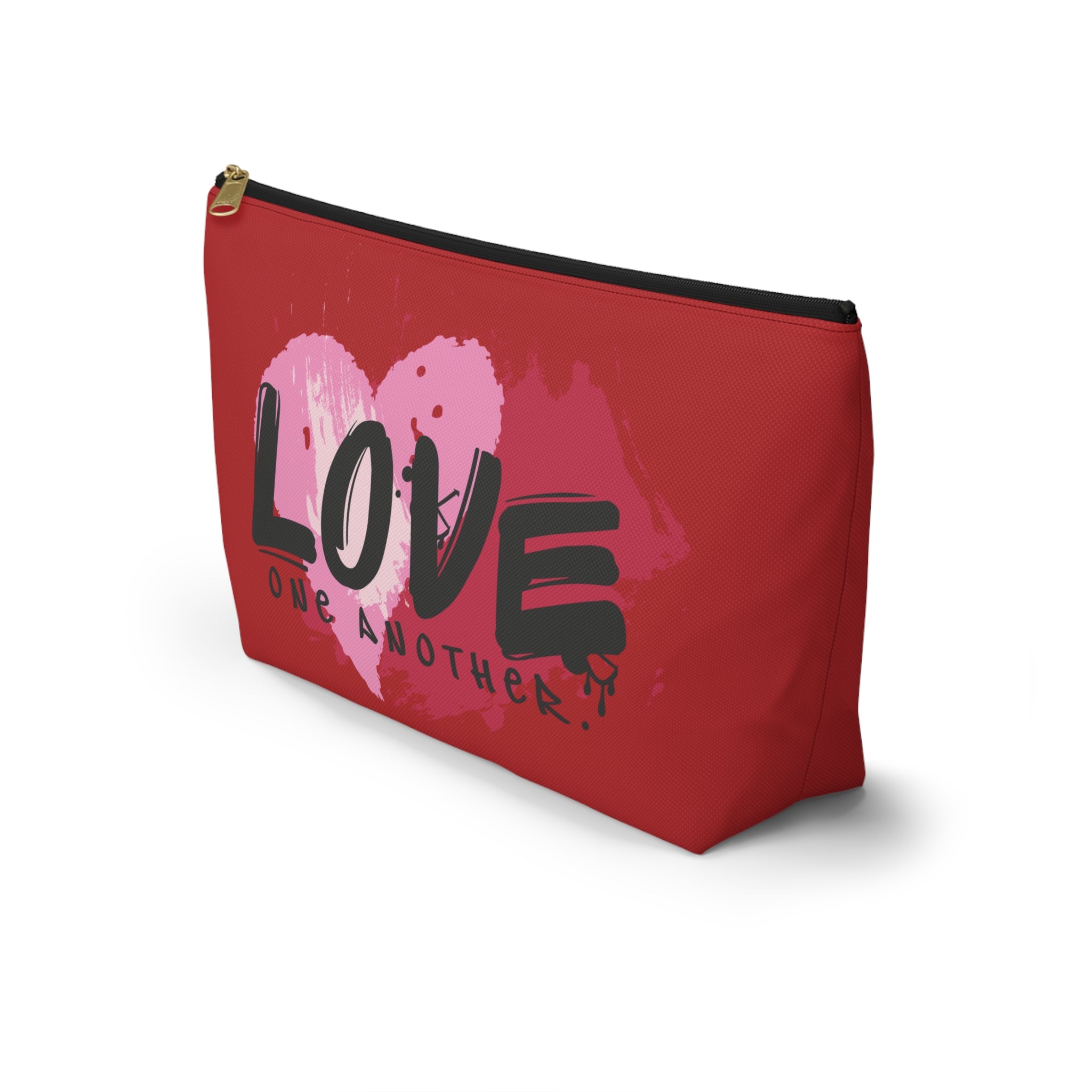 Love One Another T-Bottom Multipurpose Organizer Toiletry Travel Pouch, Red