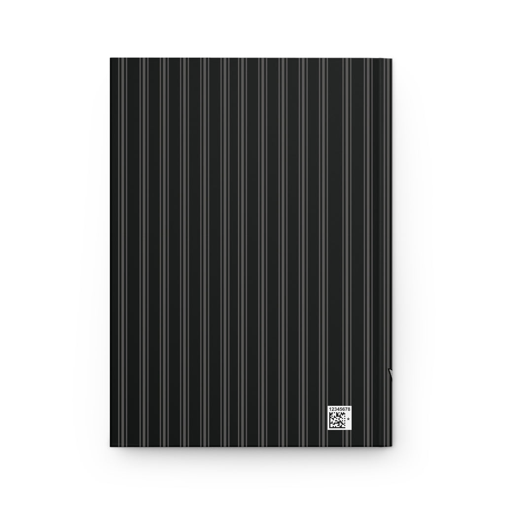 Gray Rose & Pinstripe Bloom Hardcover Journal Lined Notebook for Notes & Planning, Gray/Black