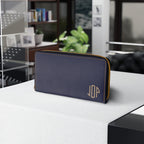 The MonoTone Personalized Monogram Zipper Wallet, Navy Blue