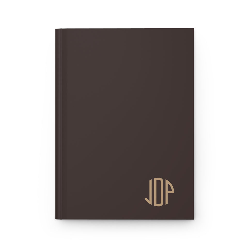 The MonoTone Monogram Hardcover Journal Lined Notebook for Notes and Planning, Dark Brown