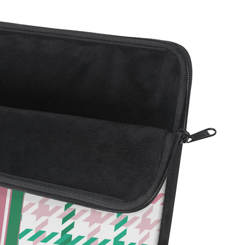 Houndstooth & Stripes Laptop Sleeve Protective Case, Multiple Sizes, Pink/Green
