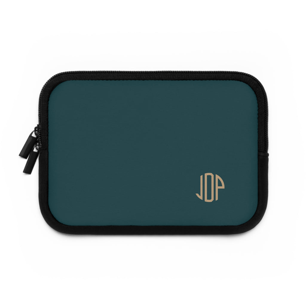 The MonoTone Monogram Tablet Laptop Sleeve, Multiple Sizes, Teal Blue