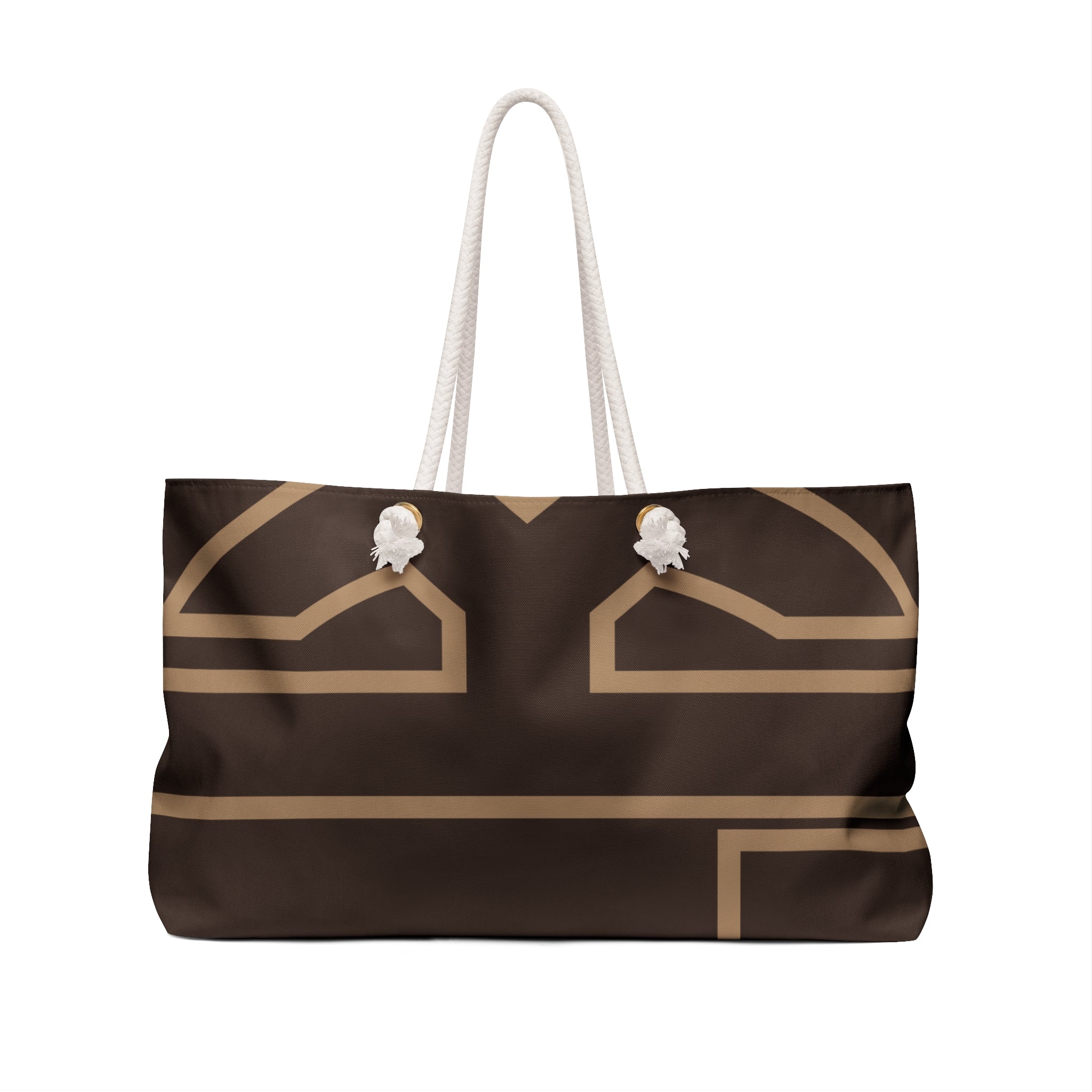 The Signia Custom Monogram Geometric Packable Weekender Bag Travel Tote, Brown/Tan