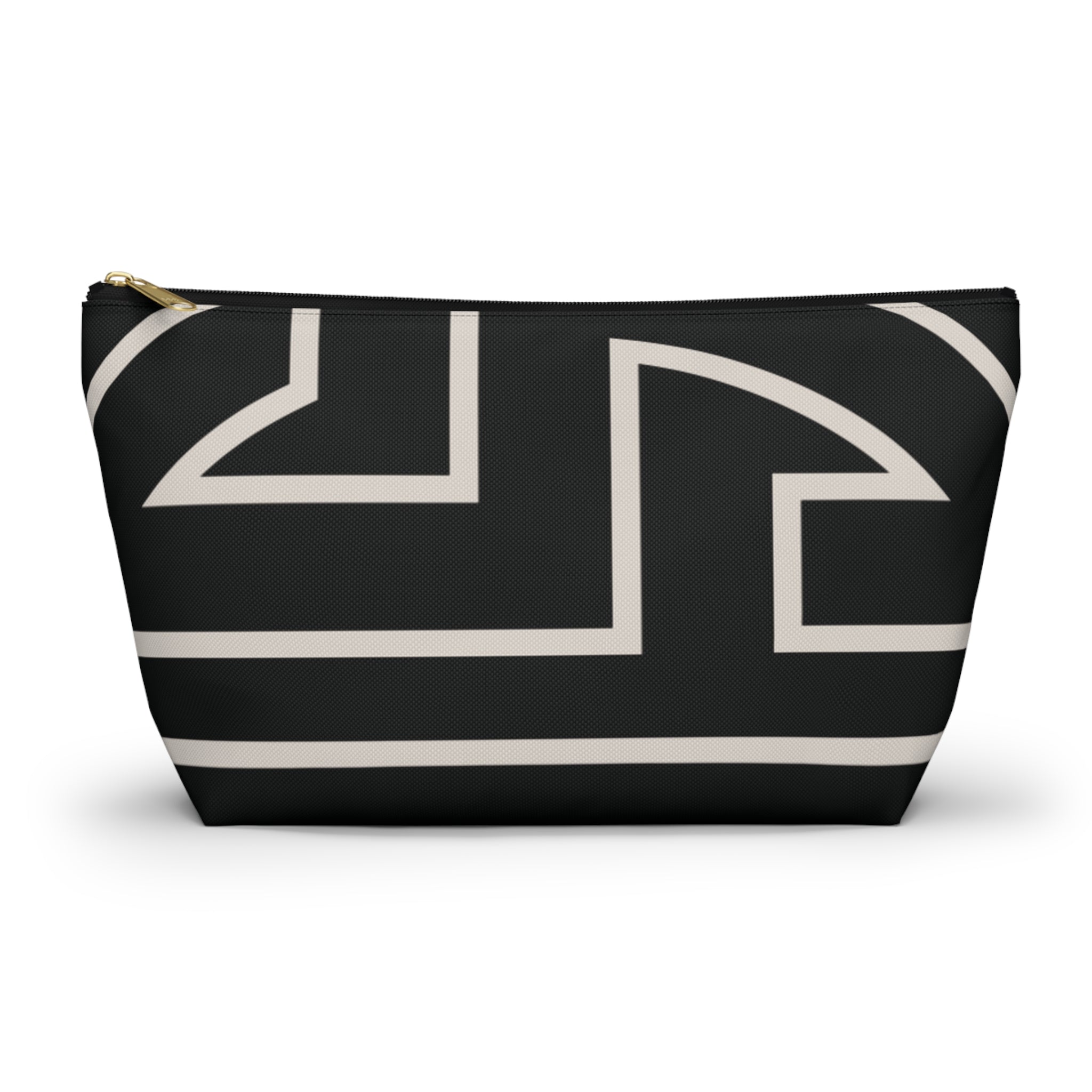 The Signia Custom Monogram Geometric T-Bottom Multipurpose Organizer Toiletry Travel Pouch, Black/White