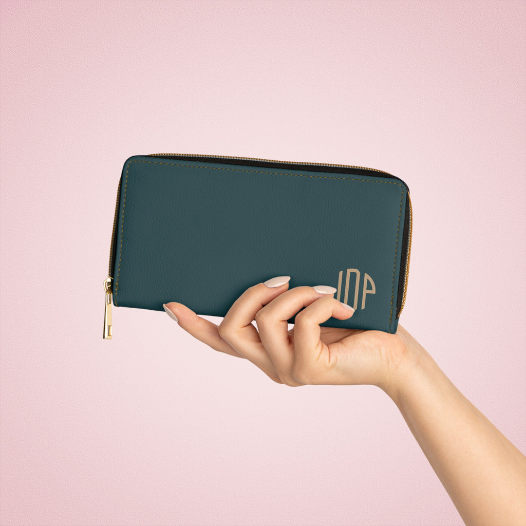 The MonoTone Monogram Zipper Wallet, Teal Blue