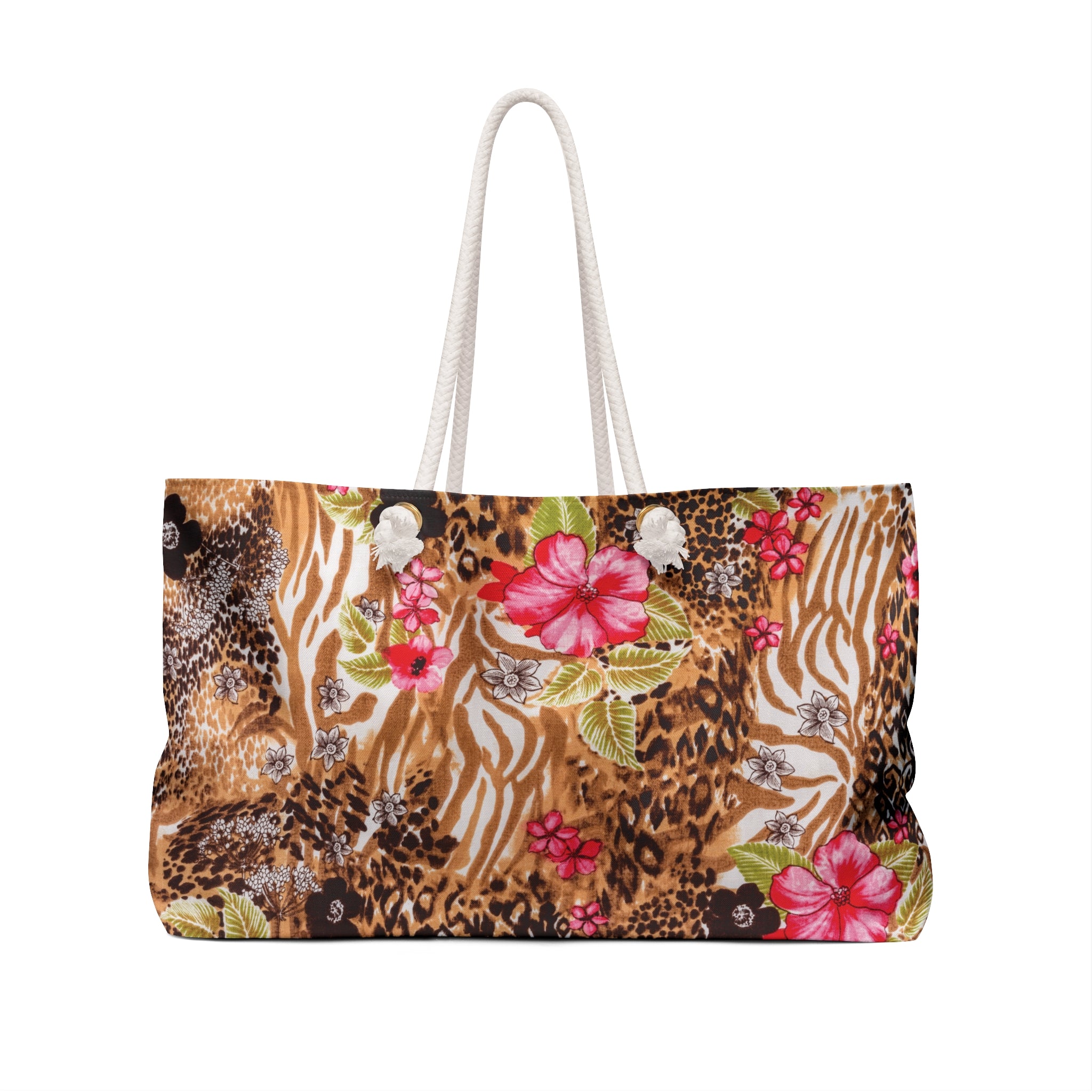 Pink Animal Packable Oversized Multipurpose Weekender Bag, Carryall Tote, Beach Bag, Multicolor