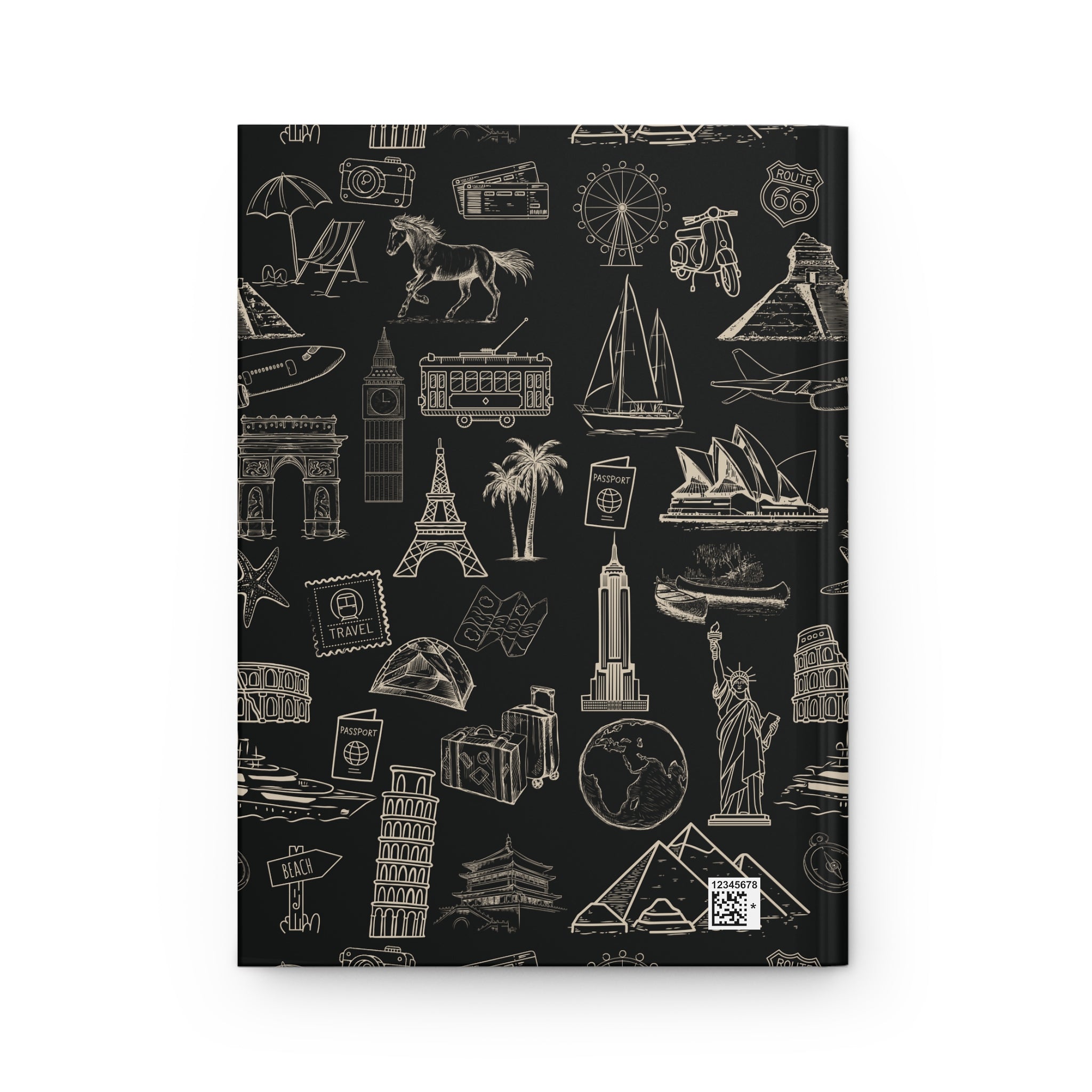 World Tour Collection Hardcover Journal Lined Notebook for Notes and Planning, Black