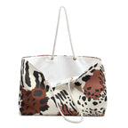 Leopard Zebra Pattern Packable Oversized Multipurpose Weekender Bag, Carryall Tote, Beach Bag, Multicolor