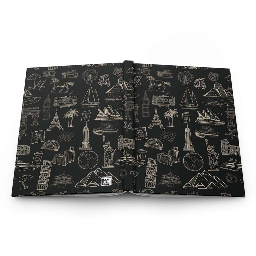 World Tour Collection Hardcover Journal Lined Notebook for Notes and Planning, Black