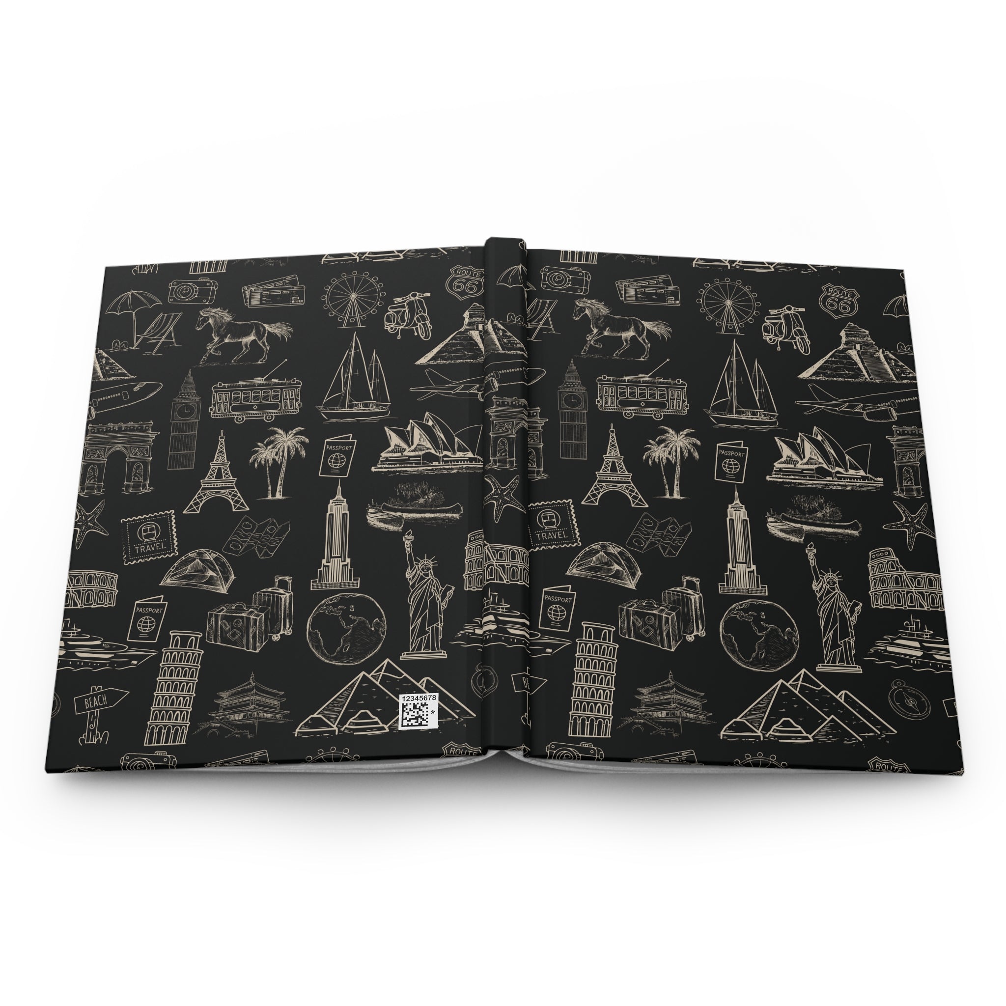 World Tour Collection Hardcover Journal Lined Notebook for Notes and Planning, Black