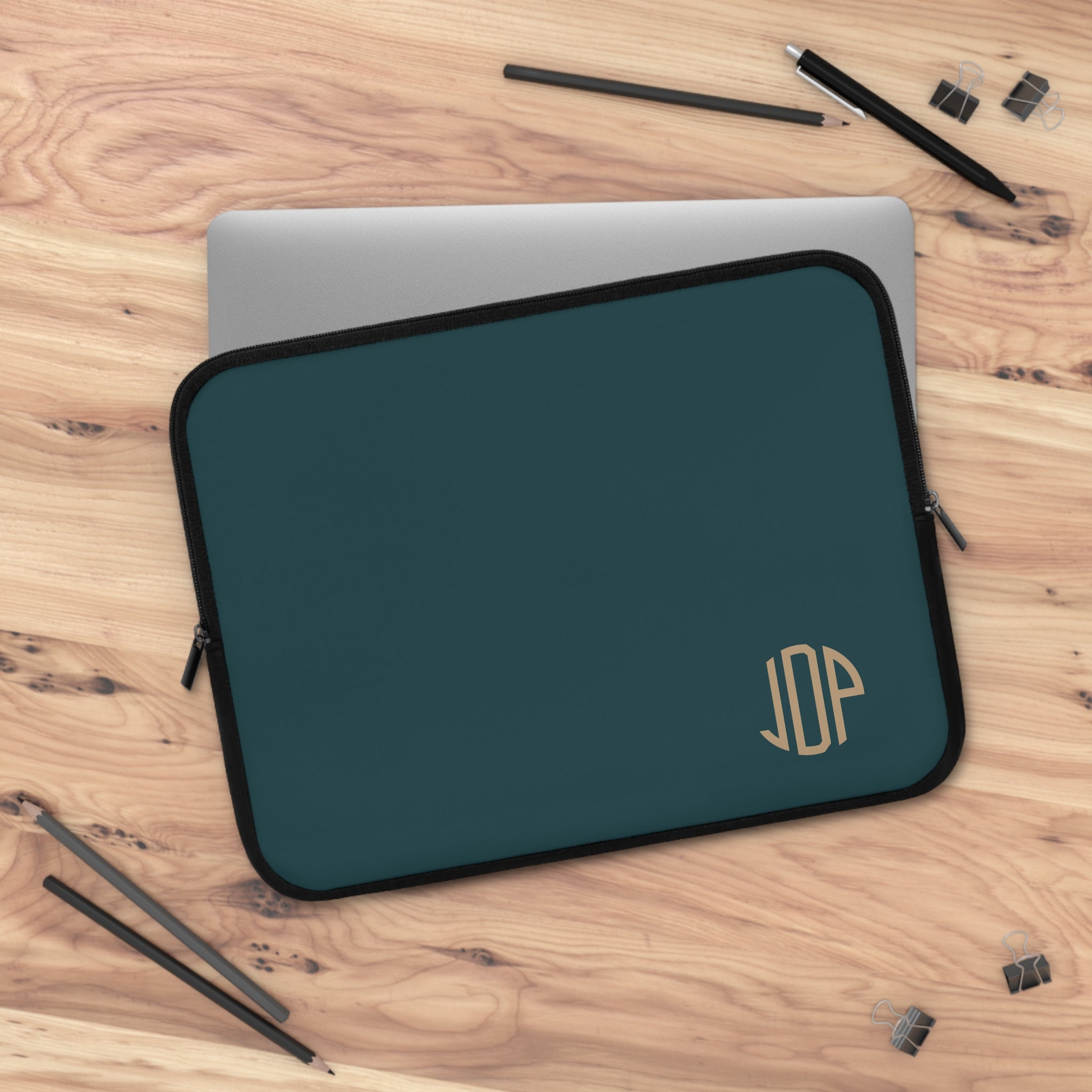 The MonoTone Monogram Tablet Laptop Sleeve, Multiple Sizes, Teal Blue