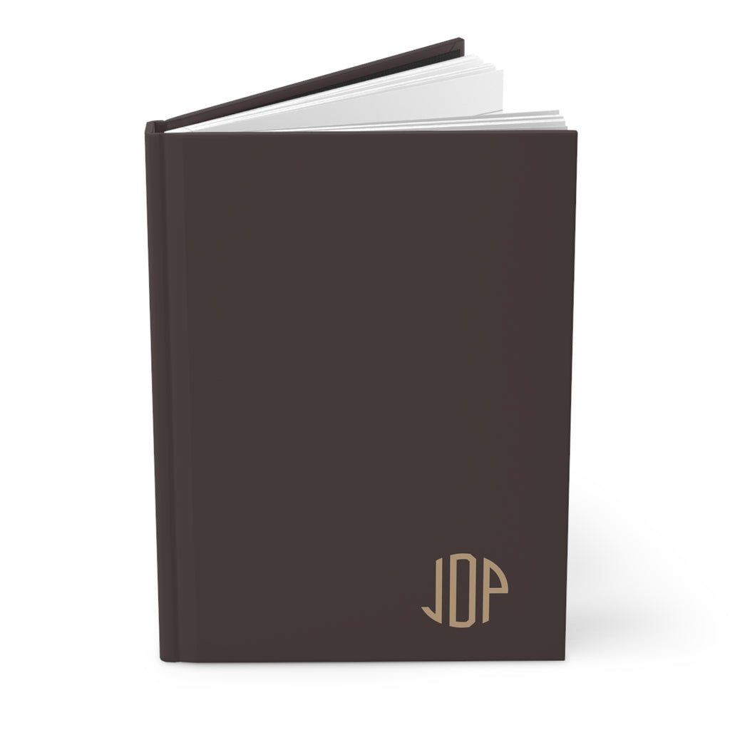 The MonoTone Monogram Hardcover Journal Lined Notebook for Notes and Planning, Dark Brown