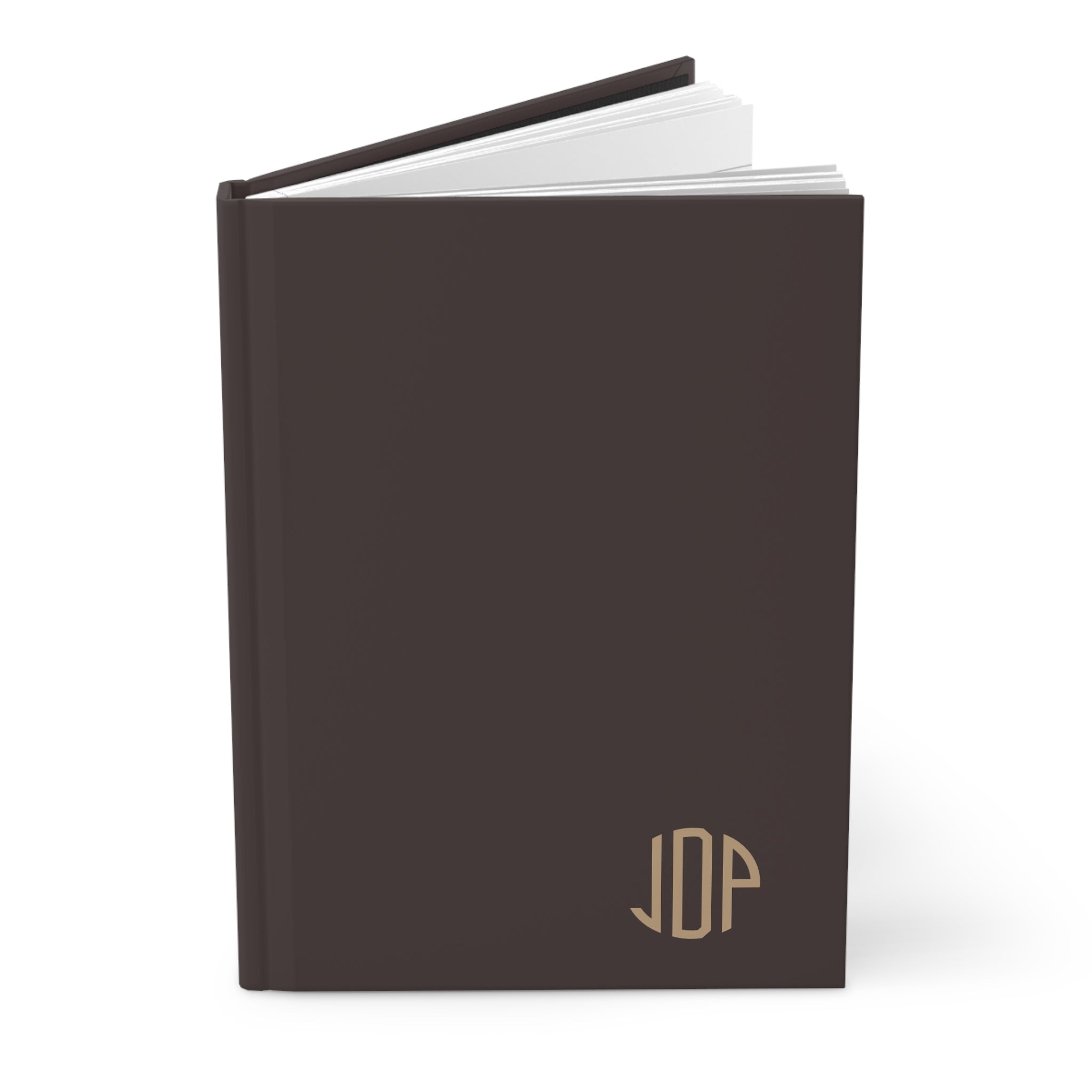 The MonoTone Monogram Hardcover Journal Lined Notebook for Notes and Planning, Dark Brown