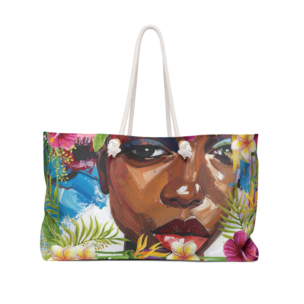 Tropical Brown Beauty Packable Carryall Beach Tote