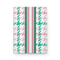 Houndstooth & Stripes Hardcover Journal Lined Notebook for Notes and Planning, Pink/Green