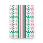 Houndstooth & Stripes Hardcover Journal Lined Notebook for Notes and Planning, Pink/Green