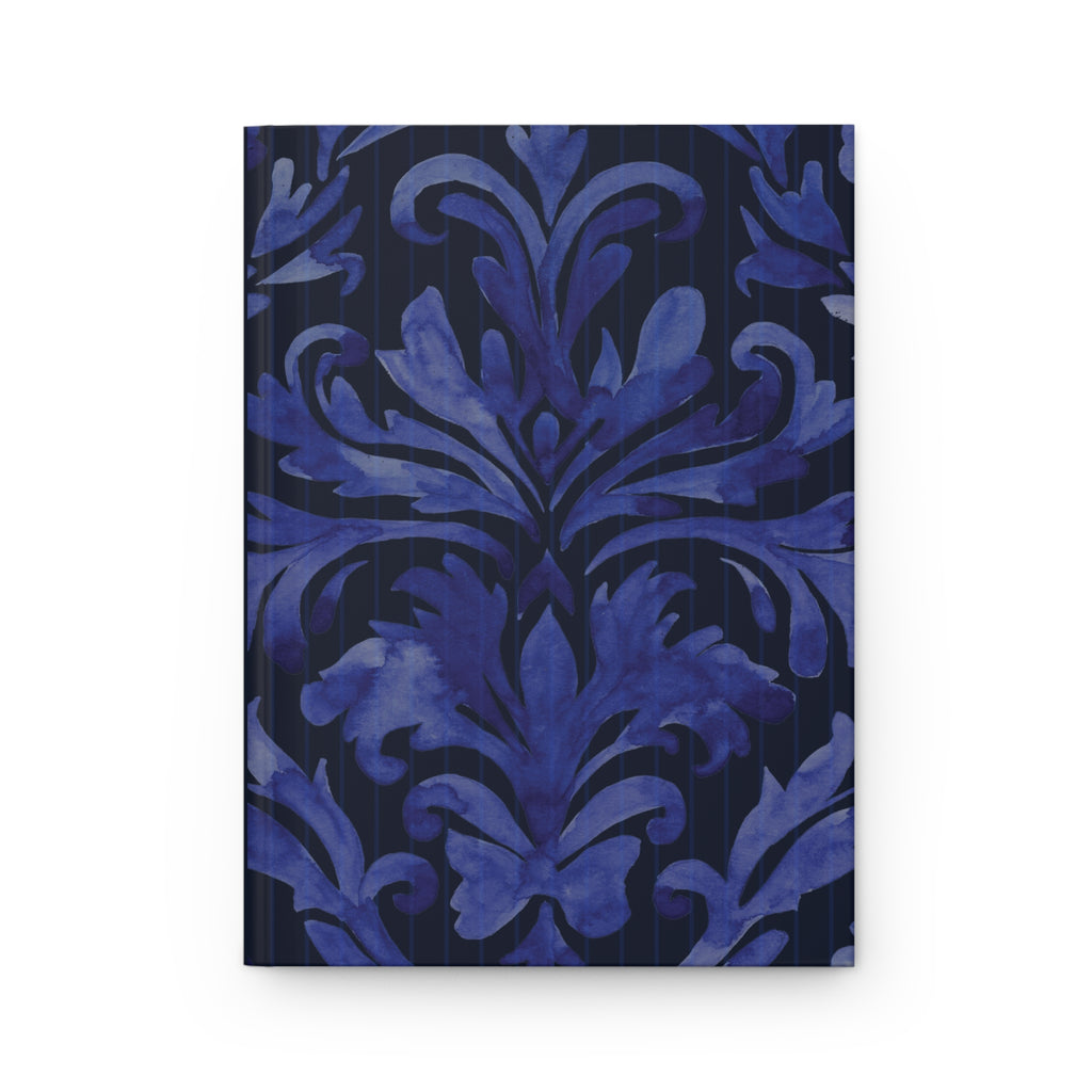 Blue Damask Hardcover Journal Lined Notebook for Notes & Planning