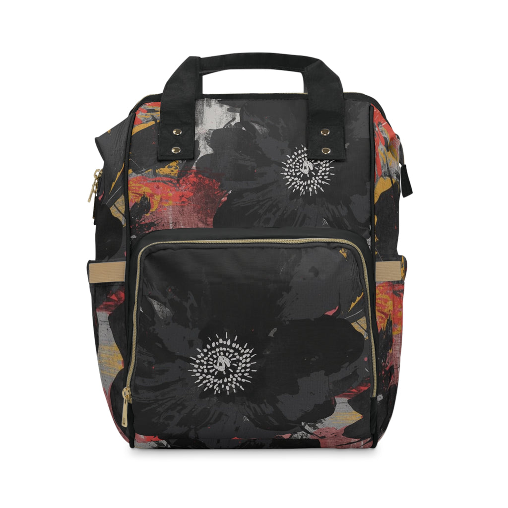 Floral Noir Nylon Multifunctional Travel Backpack Carryon