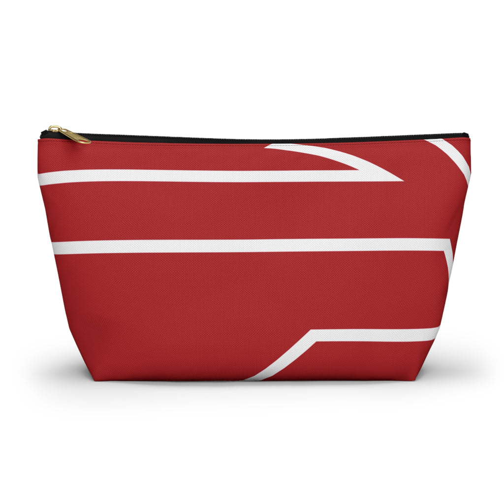The Signia Custom Monogram Geometric T-Bottom Multipurpose Organizer Toiletry Travel Pouch, Red/White
