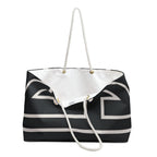The Signia Custom Monogram Geometric Packable Oversized Multipurpose Weekender Bag, Carryall Tote, Beach Bag, Black/White