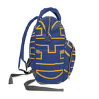 The Signia Custom Monogram Collection Multifunctional Backpack Carryon Bag, Blue/Yellow