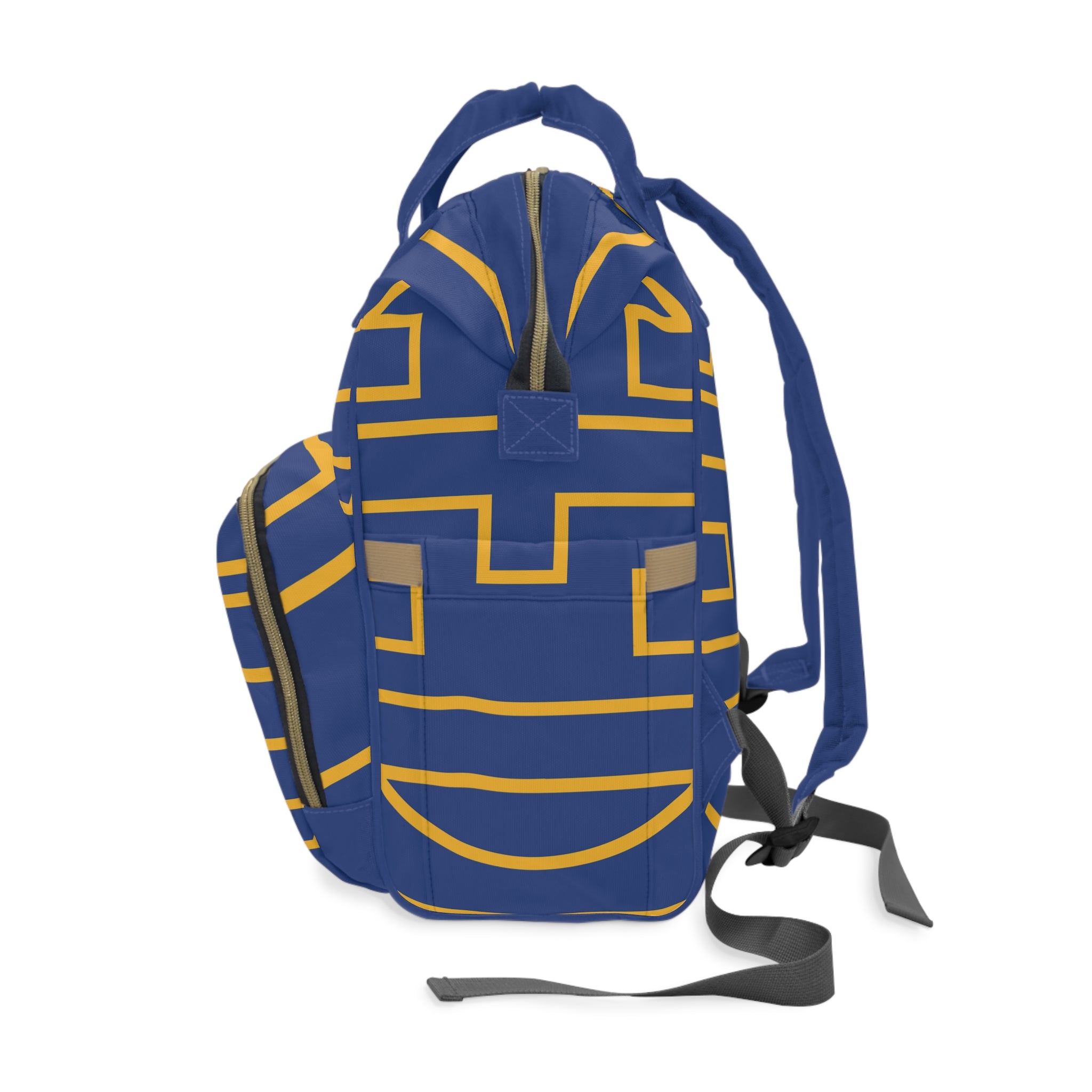 The Signia Custom Monogram Collection Multifunctional Backpack Carryon Bag, Blue/Yellow