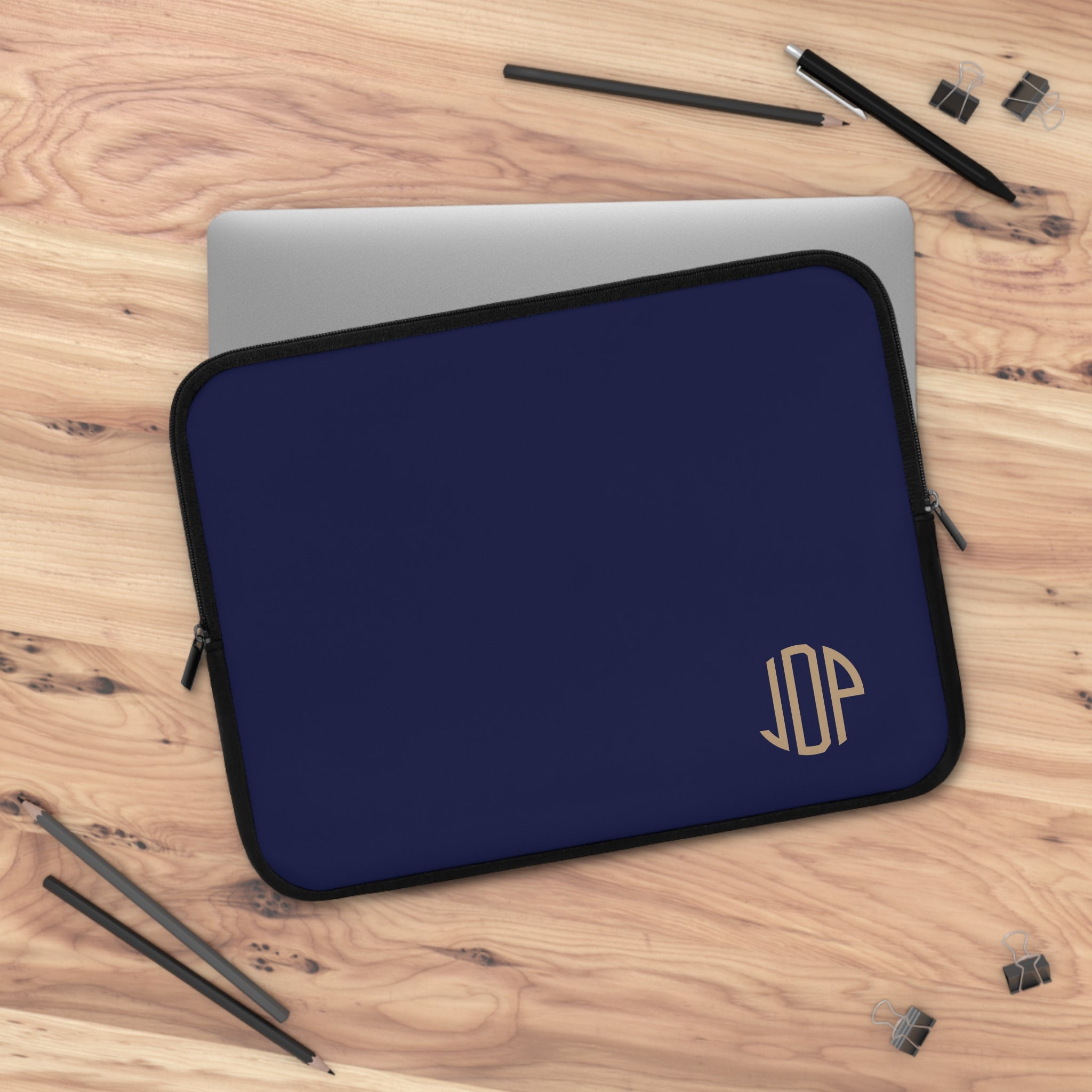 The MonoTone Monogram Tablet Laptop Sleeve, Multiple Sizes, Navy Blue