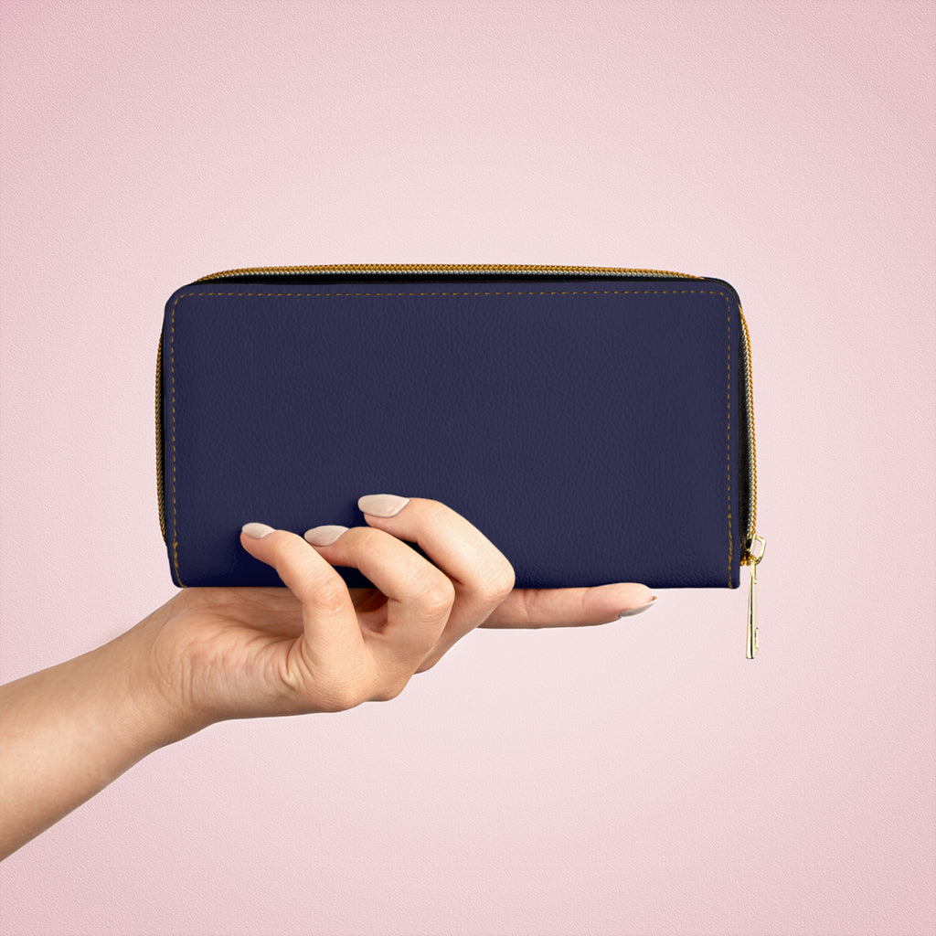 The MonoTone Personalized Monogram Zipper Wallet, Navy Blue