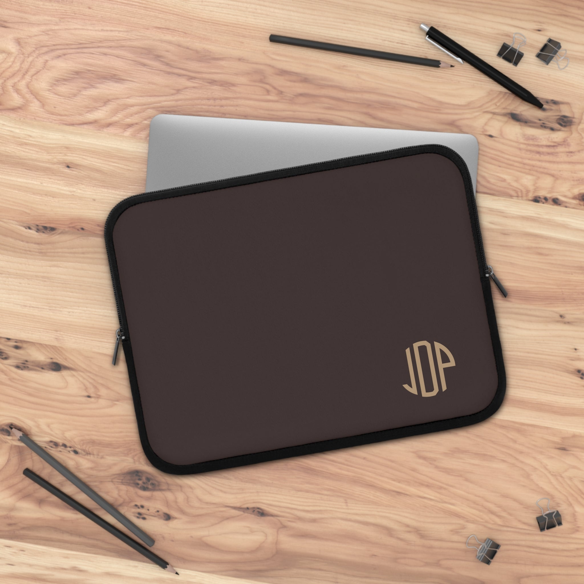The MonoTone Monogram Tablet Laptop Sleeve, Multiple Sizes, Dark Brown