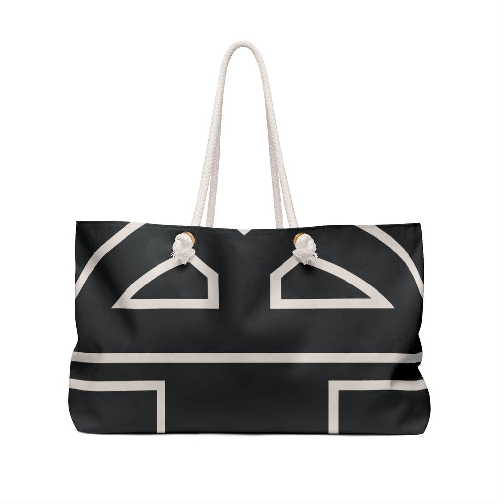 The Signia Custom Monogram Geometric Packable Oversized Multipurpose Weekender Bag, Carryall Tote, Beach Bag, Black/White