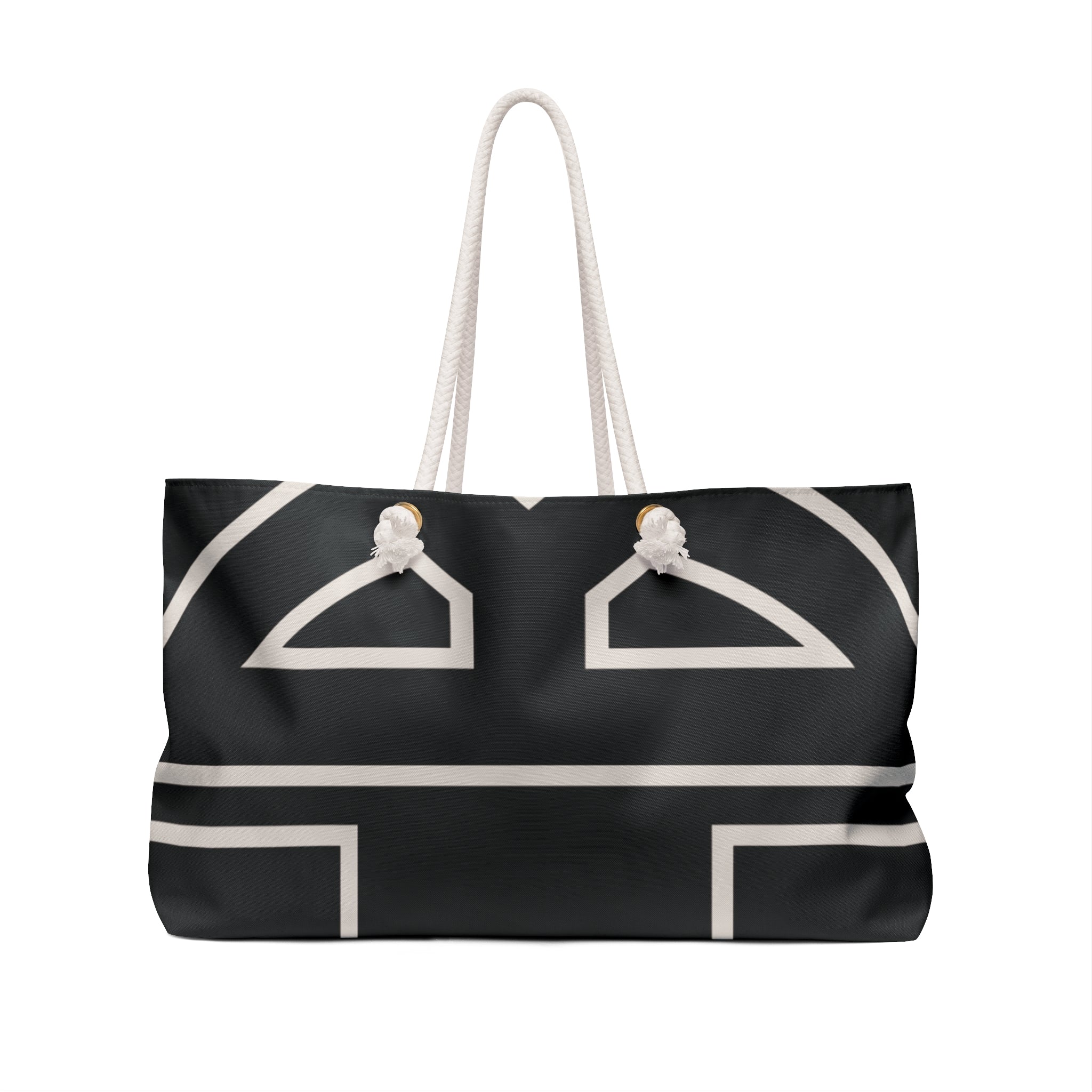 The Signia Custom Monogram Geometric Packable Oversized Multipurpose Weekender Bag, Carryall Tote, Beach Bag, Black/White